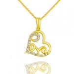 Herzanhänger aus 14-karätigem Gold mit der Aufschrift LOVE