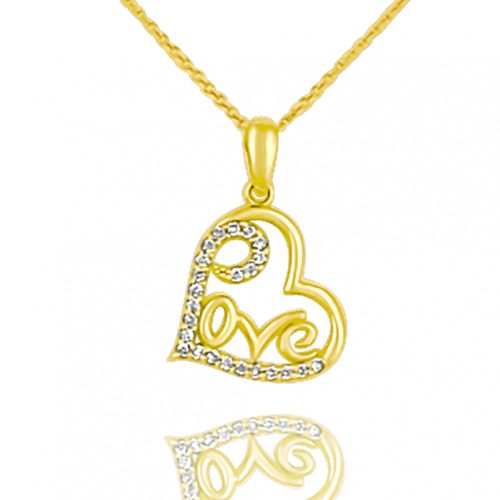 Herzanhänger aus 14-karätigem Gold mit der Aufschrift LOVE