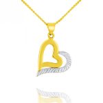 Zweifarbiger Herz-in-Herz-Anhänger aus 14-karätigem Gold