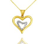 Zweifarbiger Herz-in-Herz-Anhänger aus 14-karätigem Gold