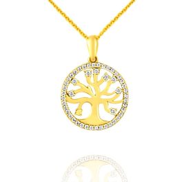 Anhänger aus 14-karätigem Gold mit Lebensbaum-Kristallen