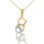 Anhänger aus 14-karätigem Gold, zweifarbige Katze