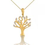 Lebensbaum-Anhänger aus 14-karätigem Gold mit Kristallen