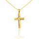 Anhänger aus 14-karätigem Gold mit Kreuz, Weißgoldeinlage und Jesus-Motiv