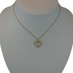 Anhänger aus 14-karätigem Gold, Herz, mit Kristall in der Mitte