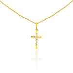 Anhänger aus 14-karätigem Gold, verziert mit einem Kreuzkristall