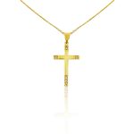 Anhänger aus 14-karätigem Gold, Kreuz, mit Kristallverzierung an den Rändern