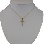 Anhänger aus 14-karätigem Gold, Kreuz, mit Kristallverzierung an den Rändern