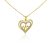 Anhänger aus 14-karätigem Gold, Doppelherz, innen mit Kristallen verziert