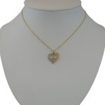 Anhänger aus 14-karätigem Gold, Doppelherz, innen mit Kristallen verziert