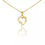 Anhänger aus 14-karätigem Gold, gedrehtes Herz mit Kristallen