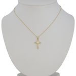 Anhänger aus 14-karätigem Gold, Kreuz, mit Kristallen