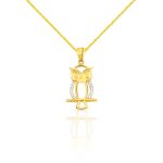 Anhänger aus 14-karätigem Gold mit Eulenkristallen