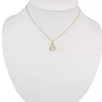 Anhänger aus 14-karätigem Gold, Herz in Herz, verziert mit Kristallen