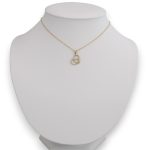 Anhänger aus 14k Gold, Herz in Herz mit Kristallen