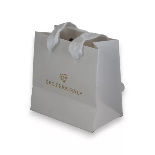 Ajándéktáska Ékszerkirály logóval, 10x10 cm, fényes fehér