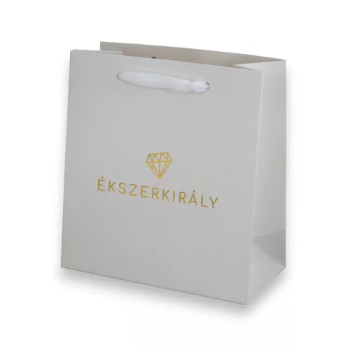 Ajándéktáska Ékszerkirály logóval, 13x16 cm, fényes fehér