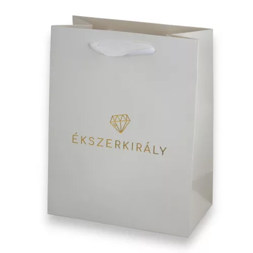Ajándéktáska Ékszerkirály logóval, 19x26 cm, fényes fehér