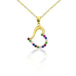 Herzanhänger aus 14-karätigem Gold mit farbigen Kristallen