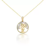 Lebensbaum-Anhänger aus 14-karätigem Gold, zwei Farben
