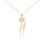 Halskette aus 14-karätigem Gold mit Katzenanhänger