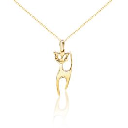 Halskette aus 14-karätigem Gold mit Katzenanhänger