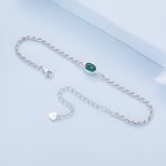 Ezüst karkötő zöld kristállyal