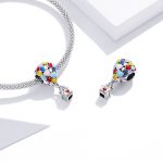 Ezüst charm, hőlégballon házikóval