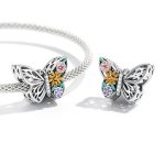 Ezüst charm, színes pillangó