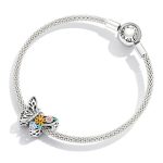 Ezüst charm, színes pillangó