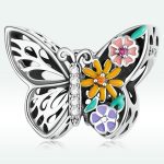 Ezüst charm, színes pillangó