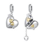 Ezüst charm, szív alakú szelence