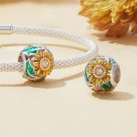 Ezüst charm, napraforgó