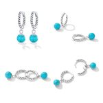 Ezüst karikafülbevaló türkizkristállyal
