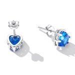 Ezüst fülbevaló, kék szív