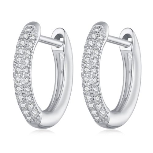 Ezüst karikafülbevaló kristályokkal