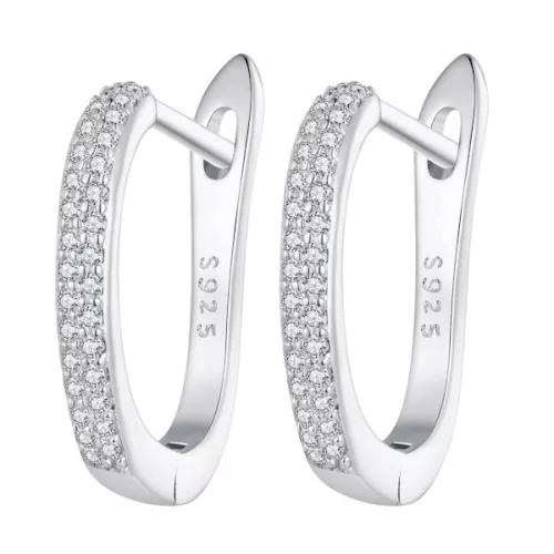 Ezüst karikafülbevaló csillogó kristályokkal