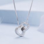 Ezüst női nyaklánc dupla szívmedállal