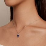 Ezüst női nyaklánc hangulatkővel, kék