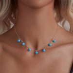 Ezüst nyaklánc türkiz gyöngyökkel