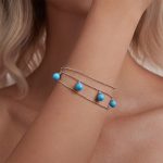 Ezüst nyaklánc türkiz gyöngyökkel