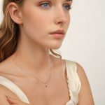 Ezüst női nyaklánc narancsszín medállal