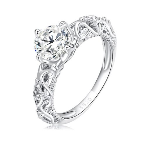 Ezüst női eljegyzési gyűrű, 6-os méret