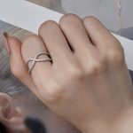 Damen-Verlobungsring, Silber, Roségold, Größe 10