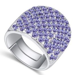   Silberfarbener Ring, verziert mit Swarovski-Kristall, Tansanit