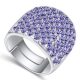 Silberfarbener Ring, verziert mit Swarovski-Kristall, Tansanit