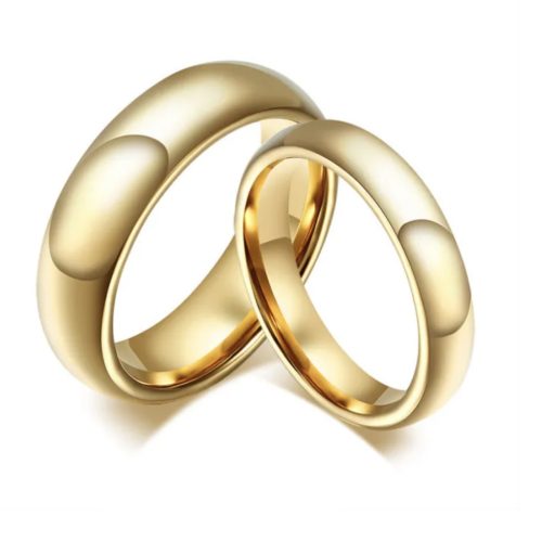 Damen-Ehering, Wolframkarbid, goldfarben, 8