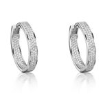 Silberne Creolen mit Kristallen, 25 cm