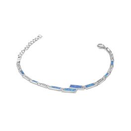 Silberarmband mit modernen Linien und blauen Intarsien