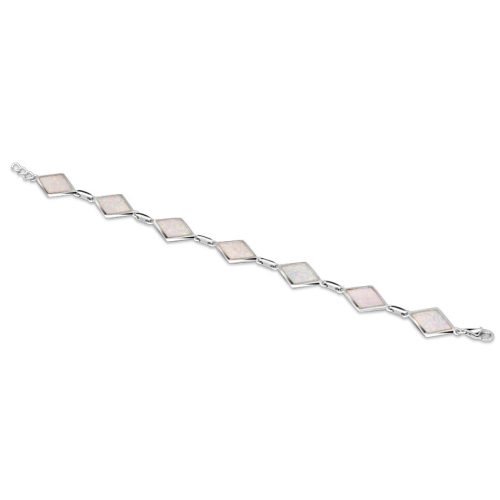 Silberarmband, moderne Linie mit Rautenkristallen, 19,5 cm